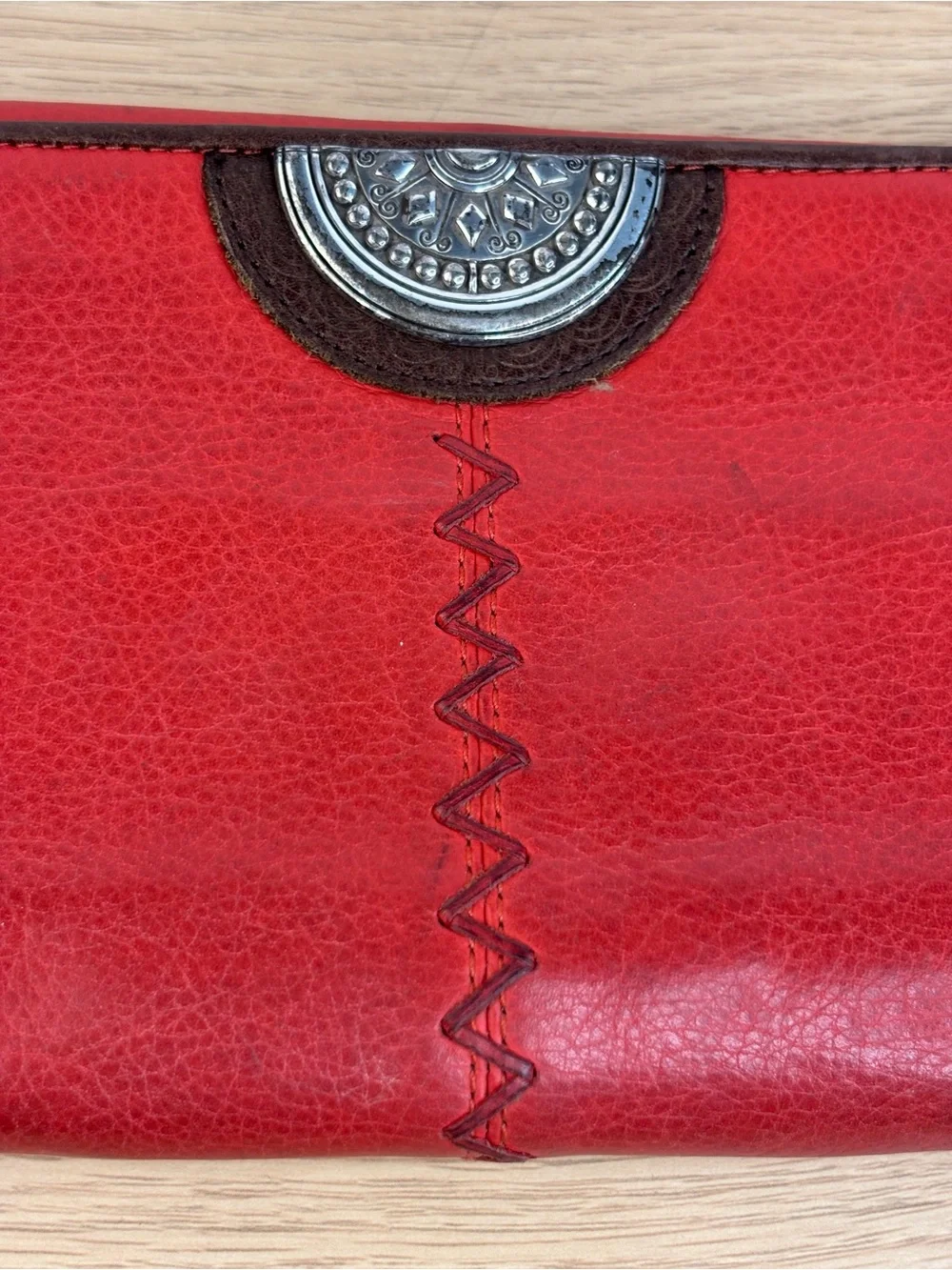 Brighton‎ Shiloh Africanz Red Leather Long Wallet.